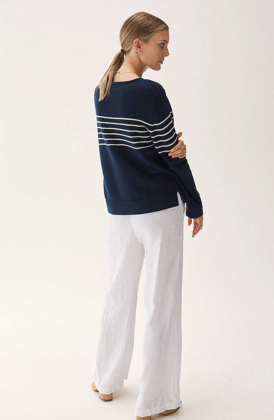 Women BUSNEL Cardigans & Sweaters | Carrie Sweater Marine Grain