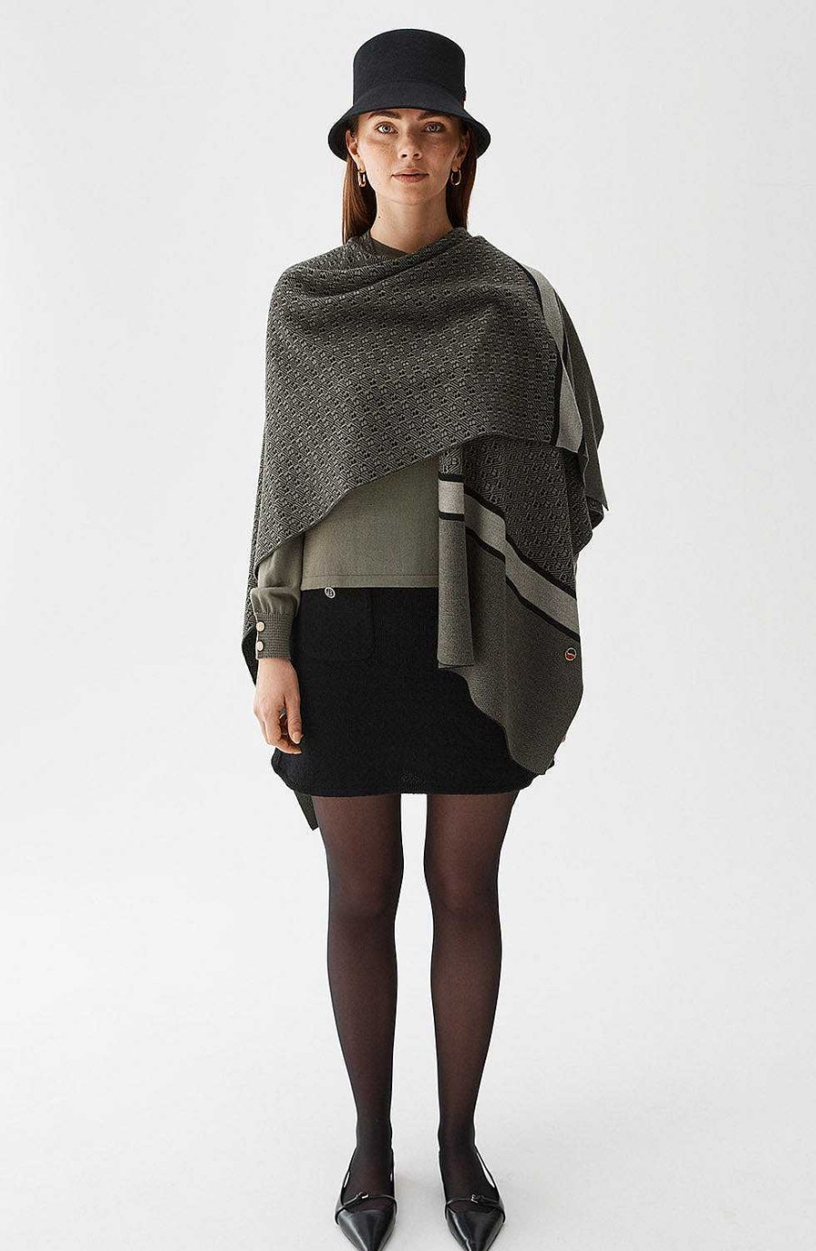 Women BUSNEL Capes & Ponchos | Garnette Poncho Black/Olive