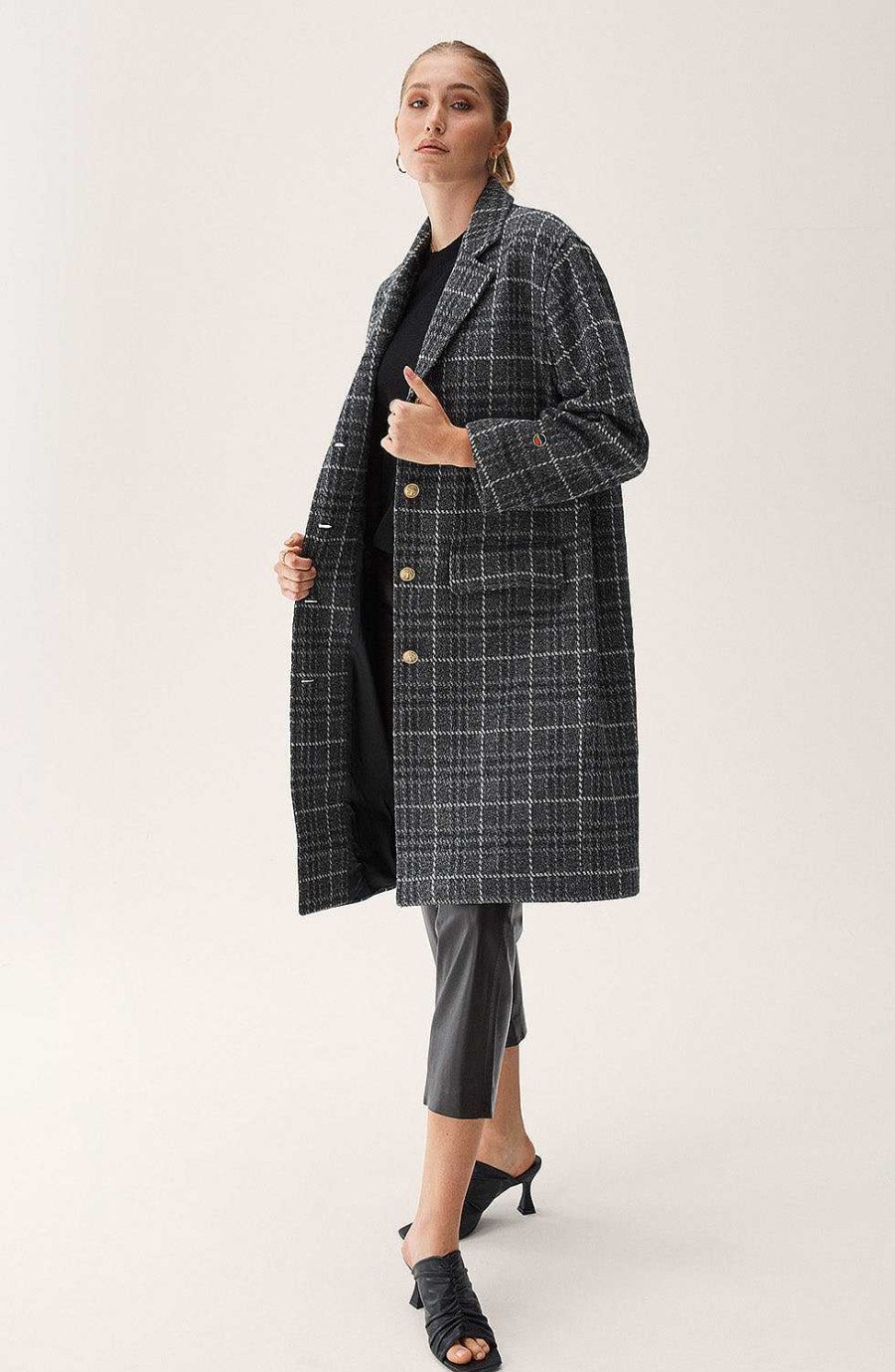 Women BUSNEL Coats & Jackets | Benedicte Coat Grey Melange Check