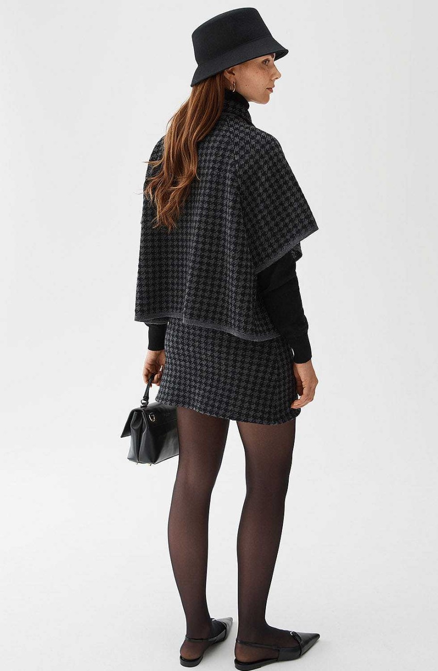 Women BUSNEL Capes & Ponchos | Gertrude Cape Dogtooth Black/Antracite