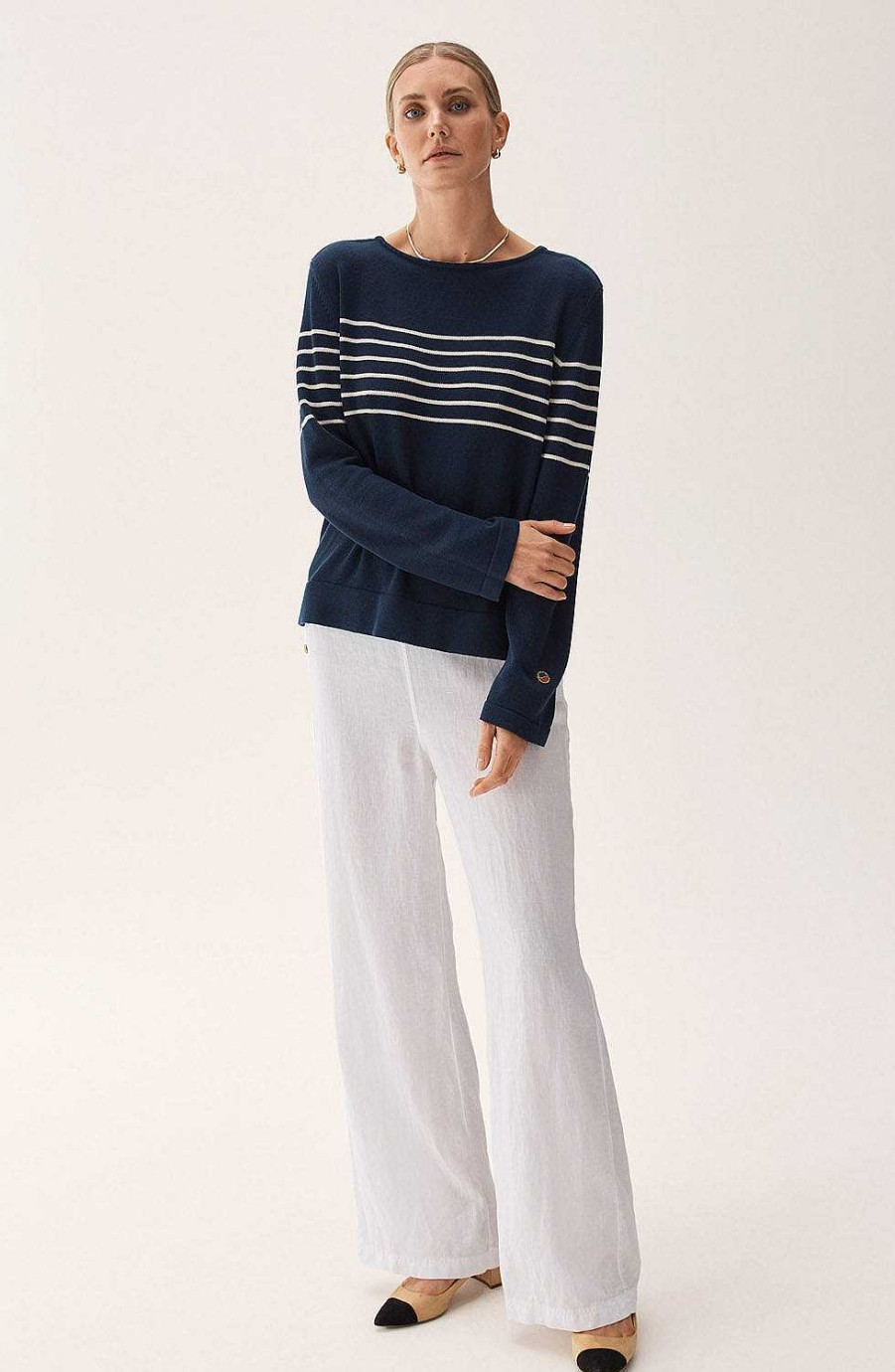 Women BUSNEL Cardigans & Sweaters | Carrie Sweater Marine Grain