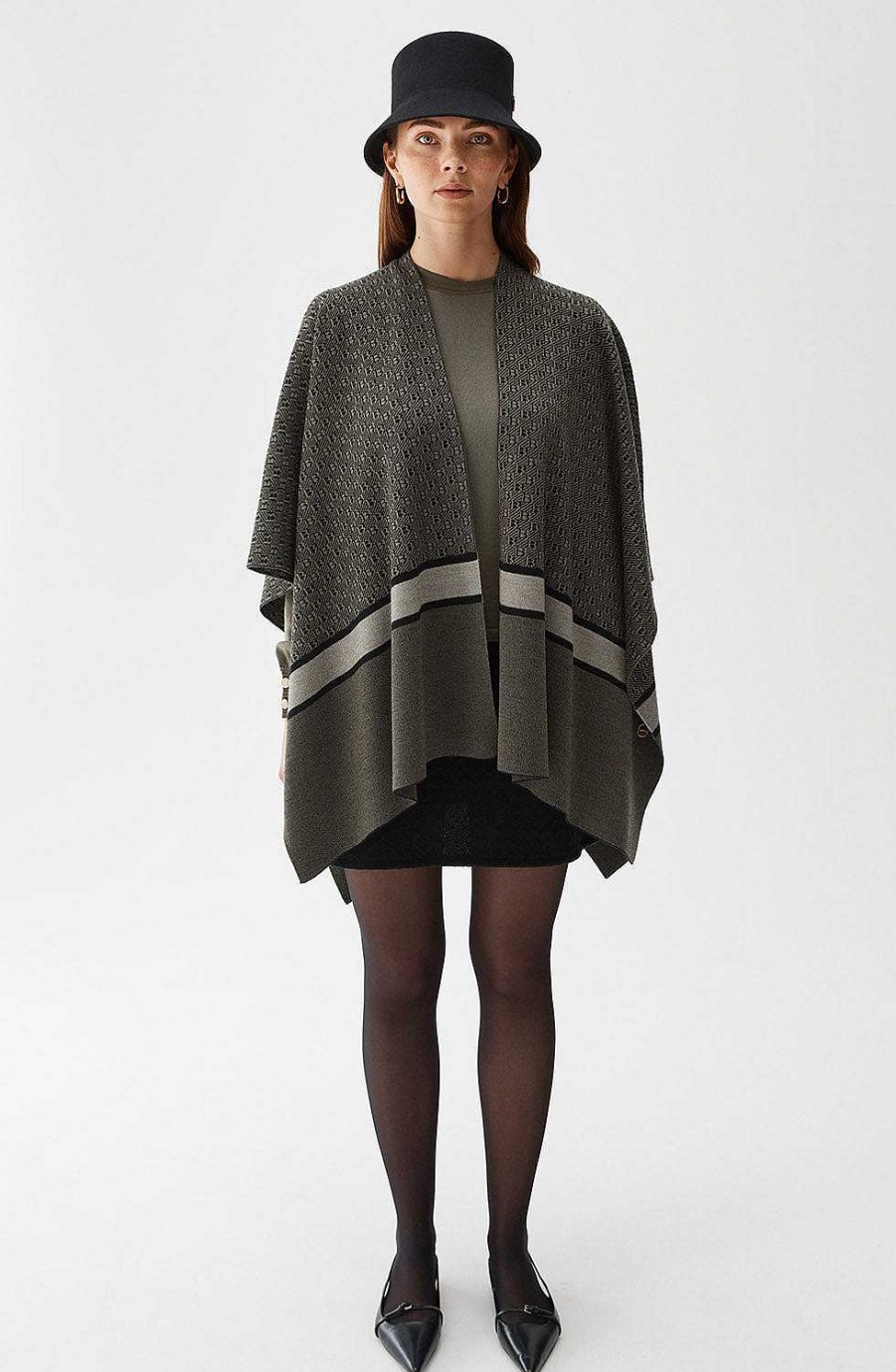 Women BUSNEL Capes & Ponchos | Garnette Poncho Black/Olive